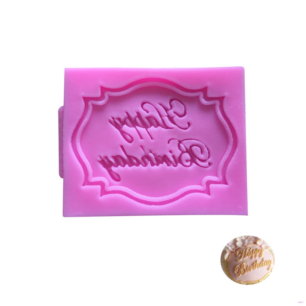 Cetakan Adonan Kue Dan Cokelat Desain Tulisan Happy Birthday 3d Bahan Silikon