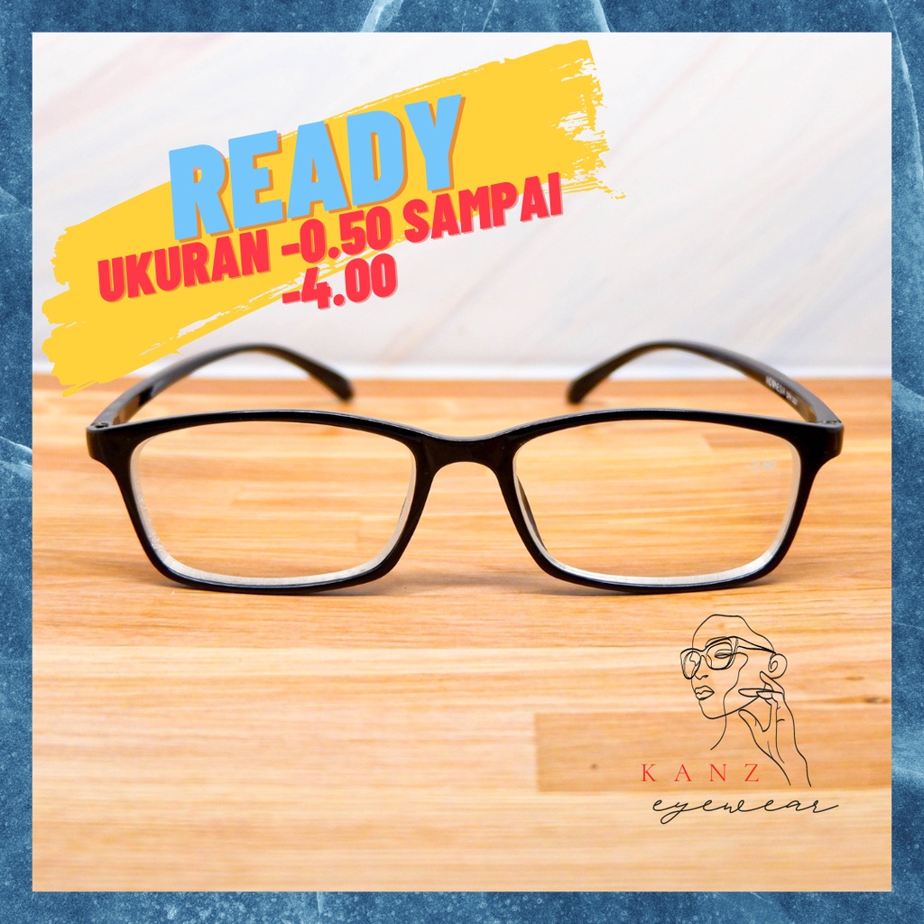 Kacamata Frame Kotak Minus Jauh Pria Wanita Dewasa Tipis Ringan Murah Retro Keren Unik