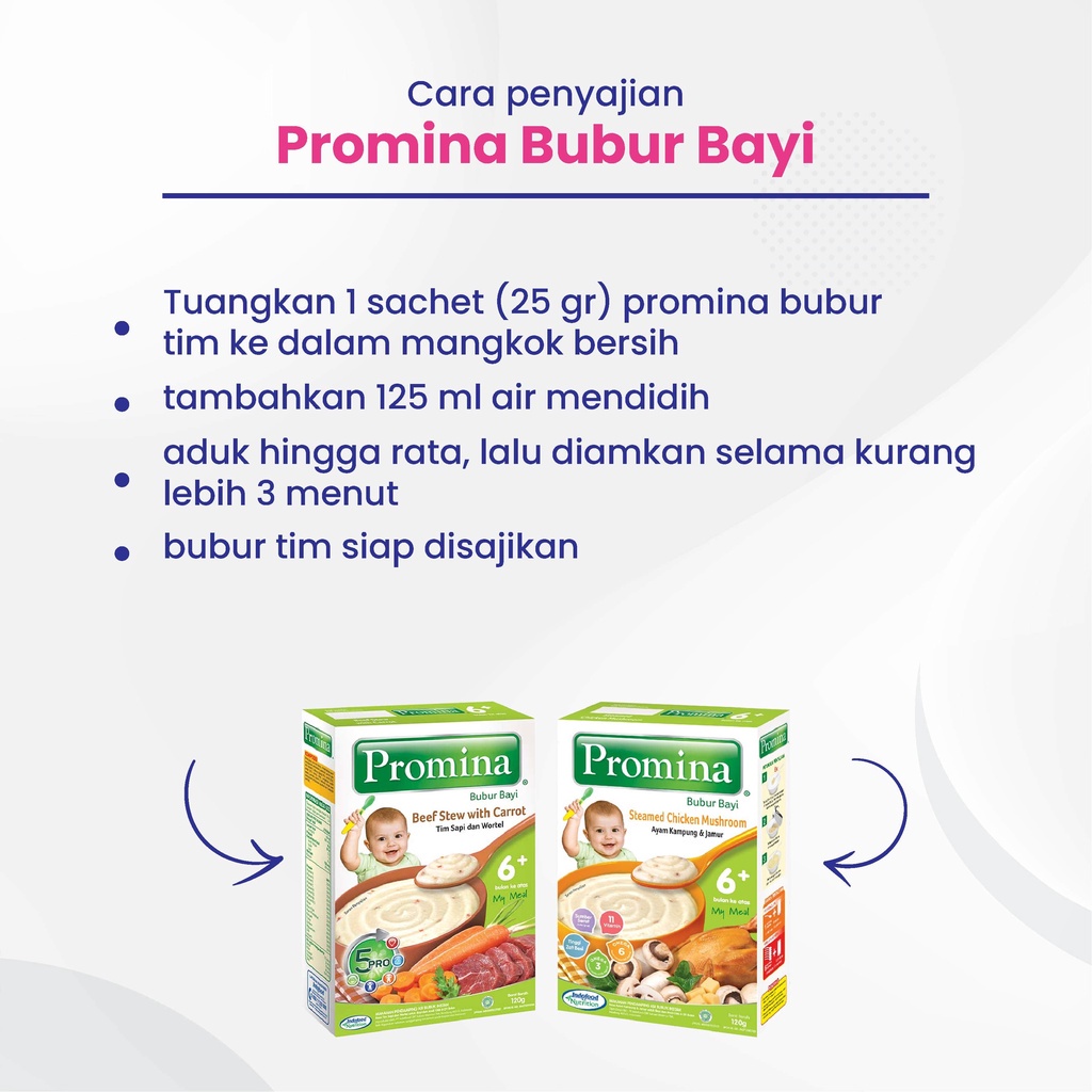 Promina Bubur Instan | Bubur Bayi Susu Mpasi | Makanan Bayi | 6 Bulan Keatas | 100gr | Milky Beras Merah | Pisang Susu