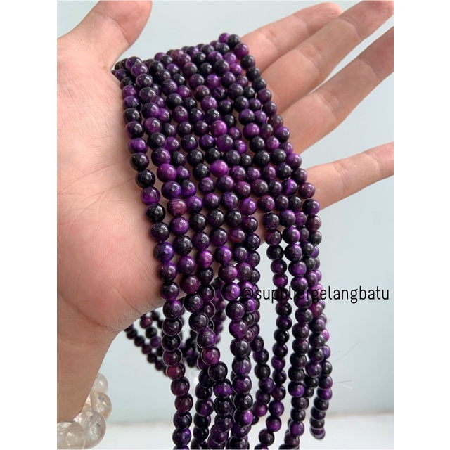 tiger eye ungu 6mm purple biduri sepah bahan manik batu alam natural