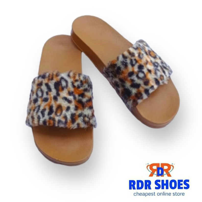 sandal wanita kokop bulu macan / leopard