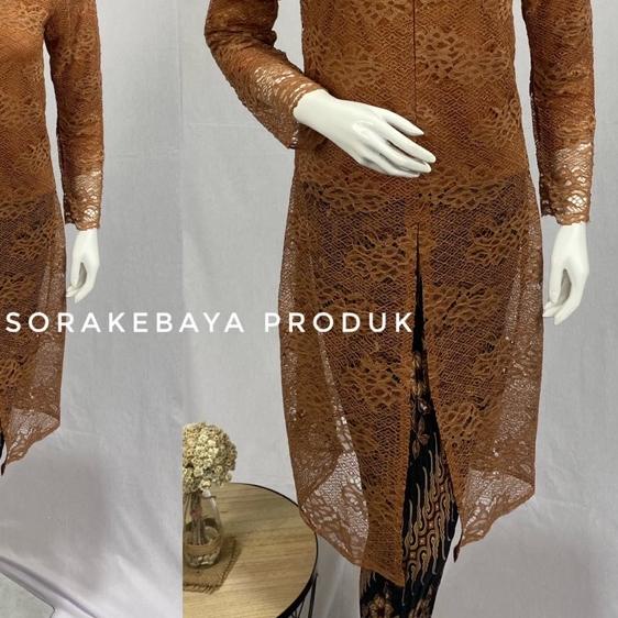 Kebaya Brokat Modern Model Tunik Kerah Sanghai Kebaya Wisuda Terbaru