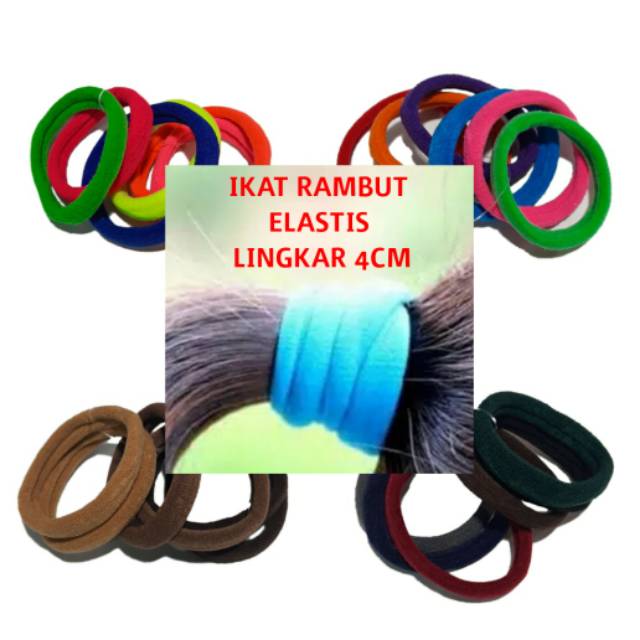 IKAT RAMBUT isi 72pcs KUNCIR ELASTIS WARNA LINGKAR 4CM GROSIR-1