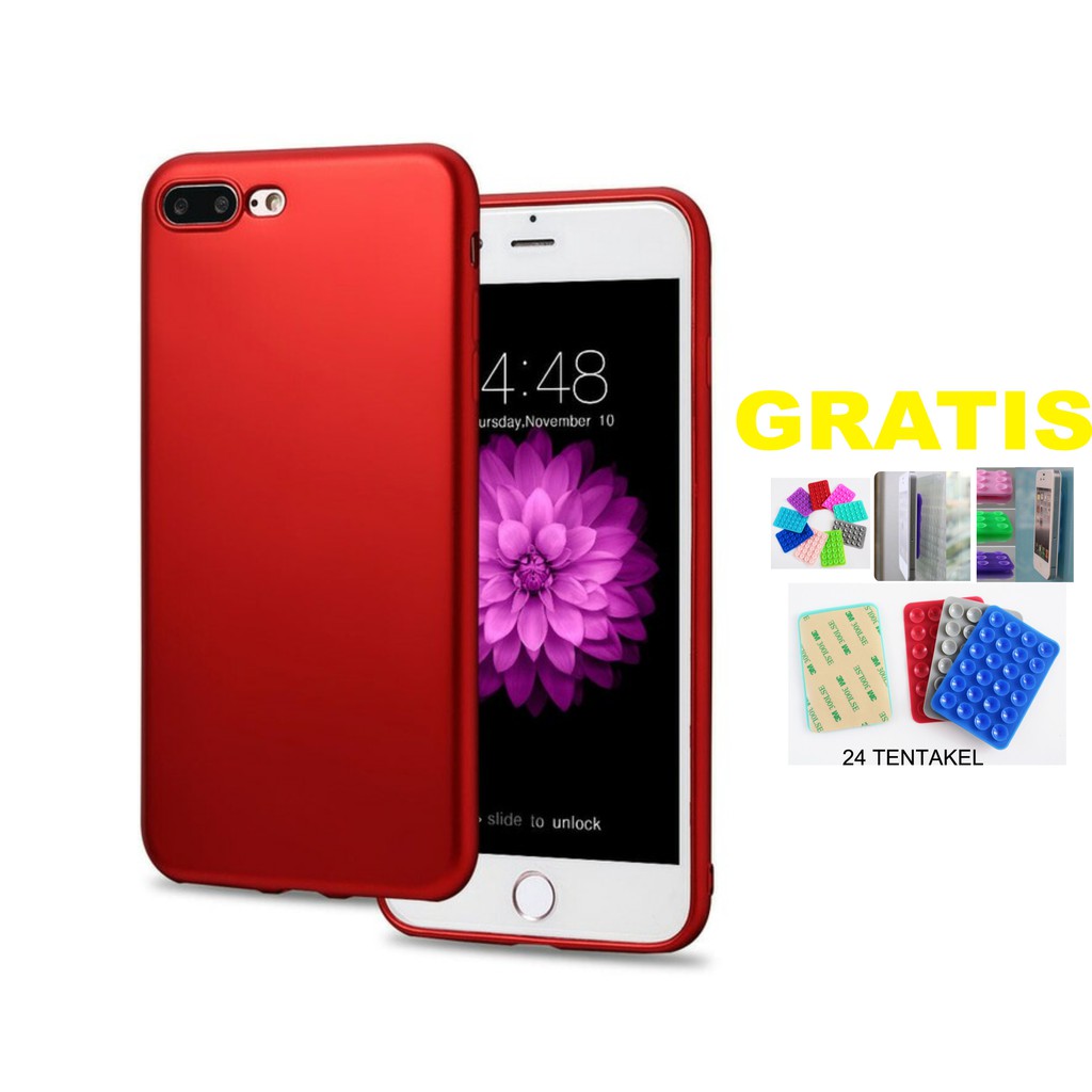 Case iPhone 7 PLUS Ultrathin Glossy Red GRATIS 1Buah Gurita 24 Tentakel