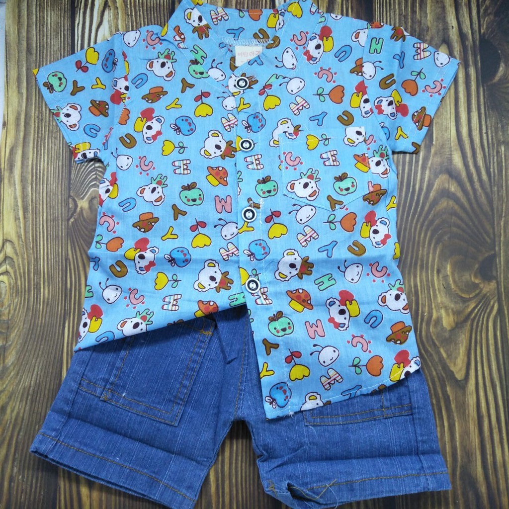 satu set kemeja anak laki laki/setelan anak laki -laki 1=4Thn 100% import gambar KOALA