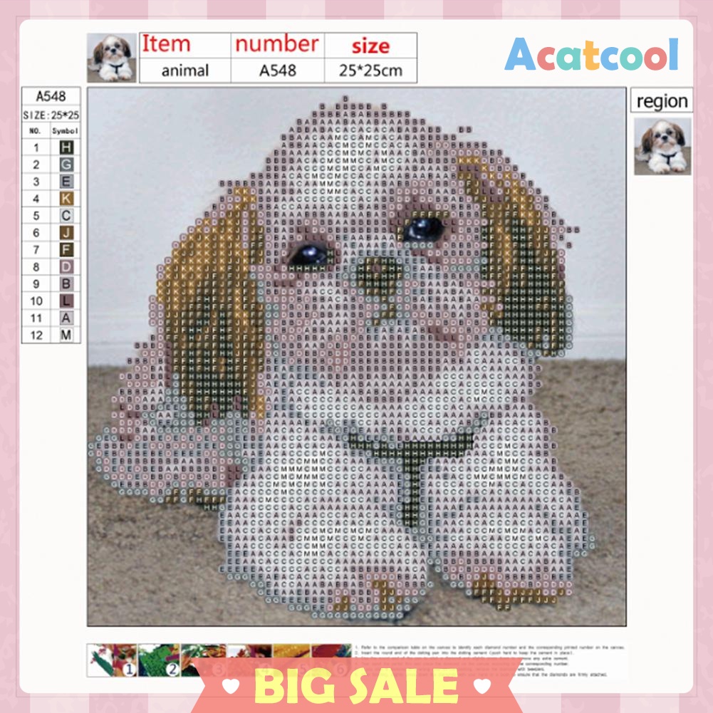 5D DIY Diamond Painting Dog Cross Stitch Embroidery Wall Art Needlework Kit