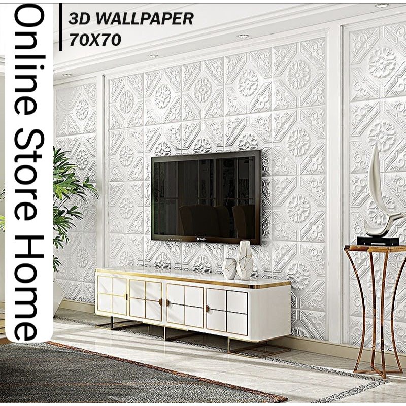 Promo Wallpaper 3d Foam Wallpaper Dinding Motif Batik Bunga 3,5mm - 4,5mm