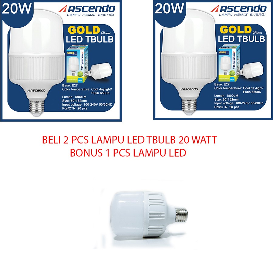 Paket Hemat Berhadiah Ascendo 20 Watt Beli 2 Pcs Lampu Led Berhadiah 1 Pcs Sunsafe 20 Watt