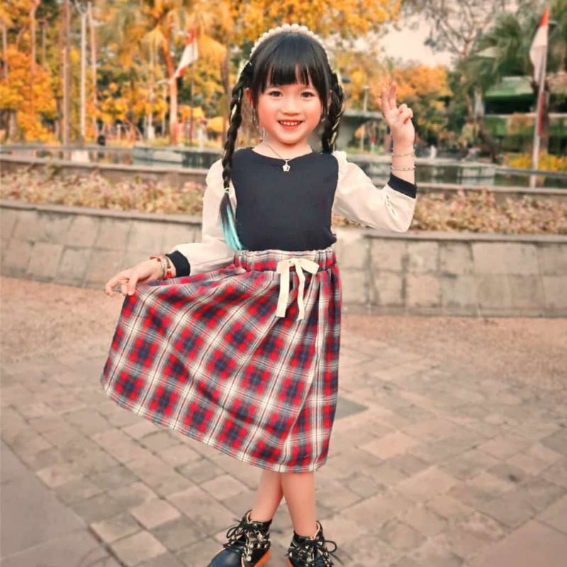 korean skirt flanel / Rong Skirt 2-7thn /rok flanel anak perempuan/ bawahan flanel rok anak perempuan