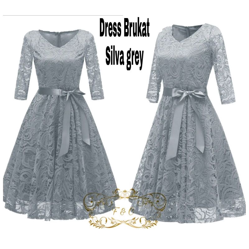 DRESS FASHION SILVA, BRUKAT PREMIUM, FURING, DRESS MAXY, 4 UKURAN