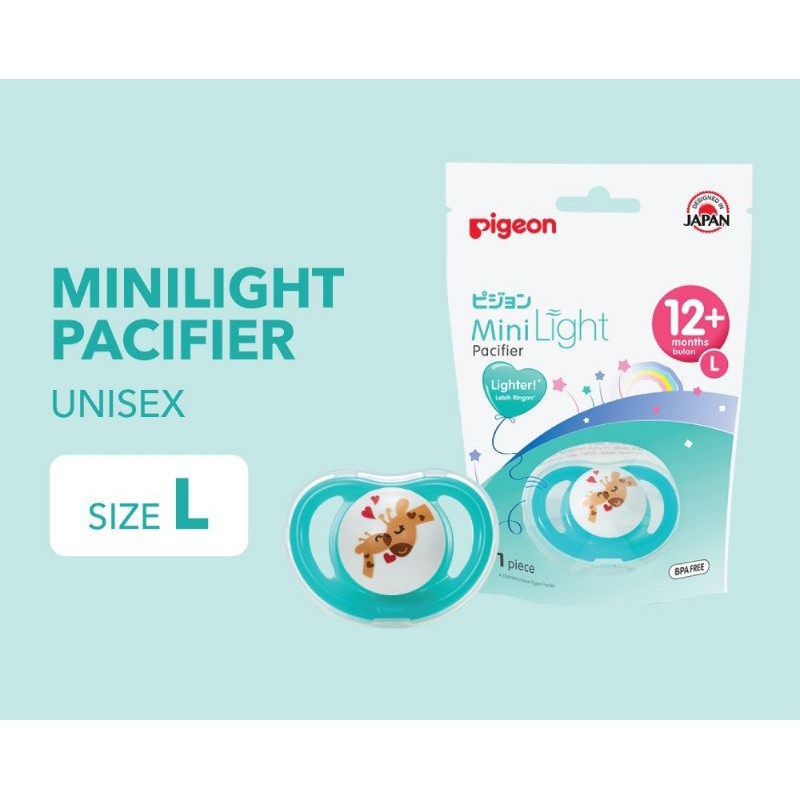 Empeng Pigeon Mini Light silicone Pacifier ada tutup S M L minilight-L, HIJAU