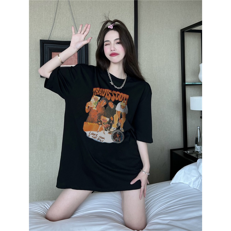 baju kaos wanita loose kerah bulat lengan pendek shirt import tee