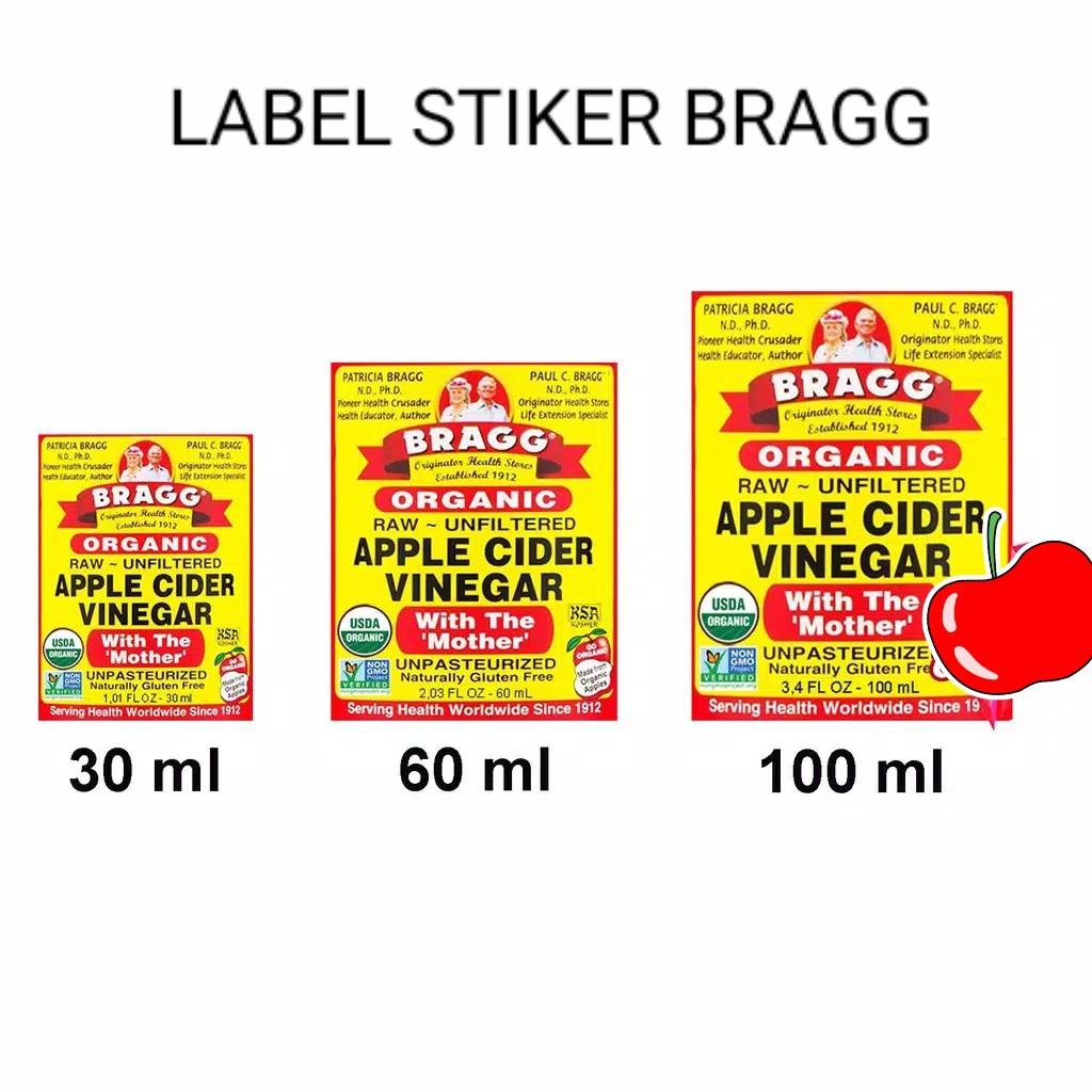 Label Stiker Cuka Apel Bragg Murah