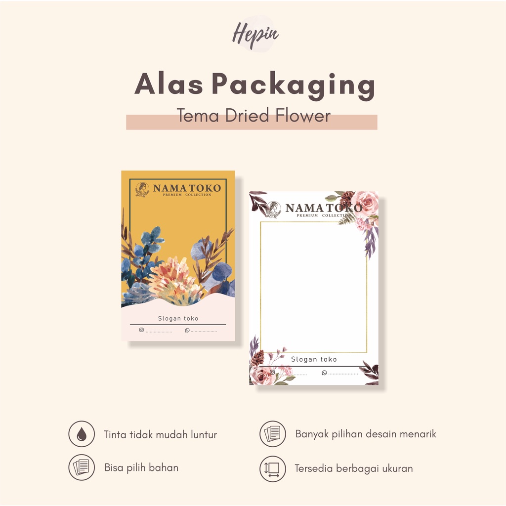 

cetak alas packging produk tema DRIED FLOWER