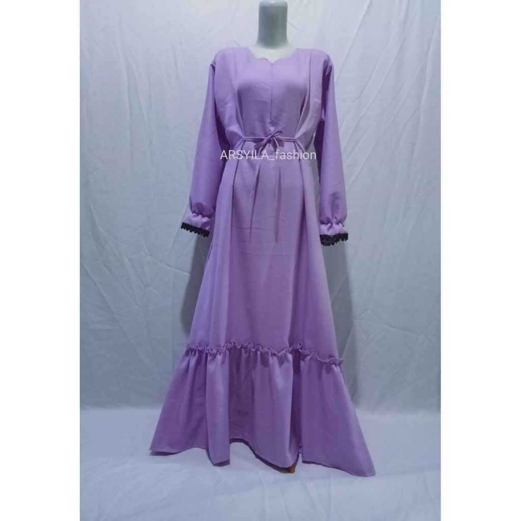 GAMIS model terbaru kekinian 2022/Baju Gamis Lilac by ARSYILA fashion Gamis Lebaran