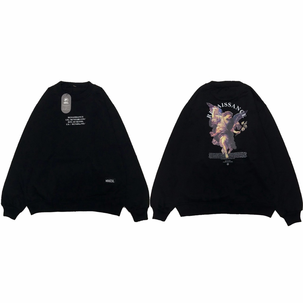 JAKET CREWNECK HITAM MOTIF SIMPLE / CREWNECK DISTRO PRIA WANITA / SWEATSHIRT MURAH | FREE STICKER