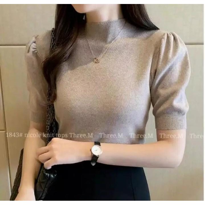 NICOLE KNIT PREMIUM - ATASAN KERAH TINGGI WANITA - KNIT TOPS