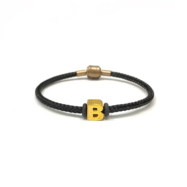 Gelang Tali Set Liontin Balok Huruf B Emas Asli Kadar 700