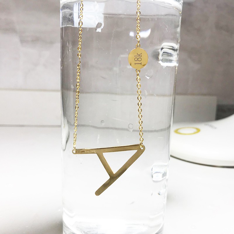 {18K Style}100% Kalung 18K Emas Alfabet Bahasa Inggris Liontin