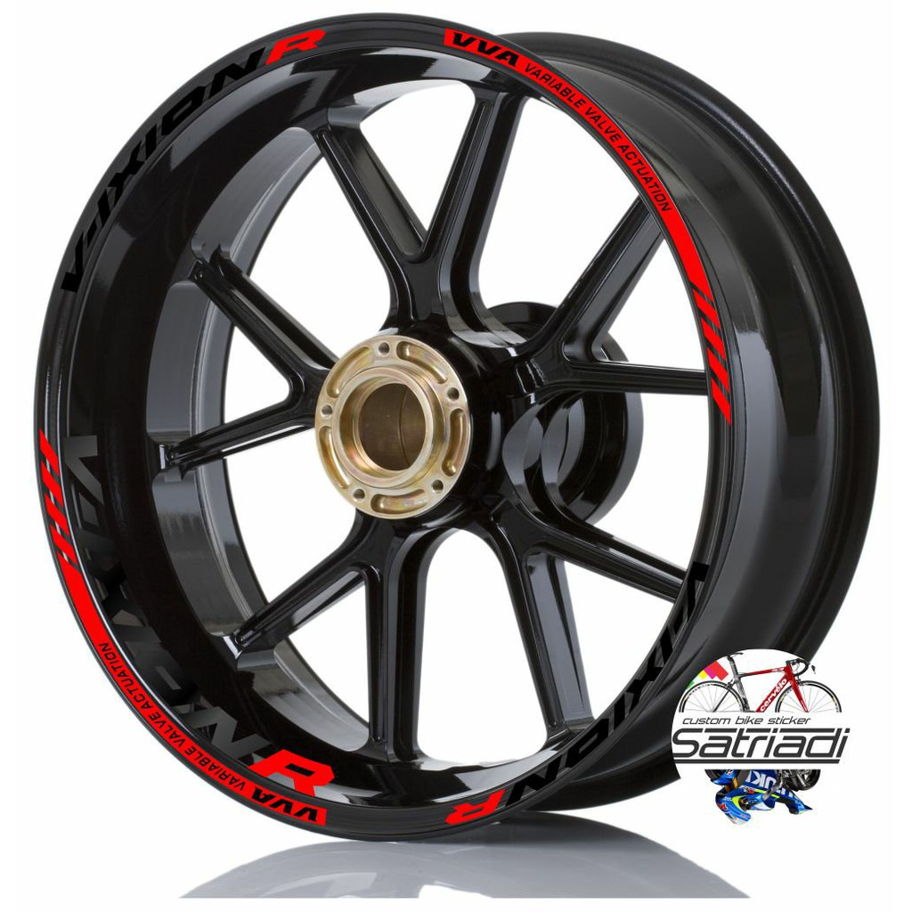 Stiker Velg Sticker Decal Motor QL Vixion R vva warna merah hitam black on black ring 177