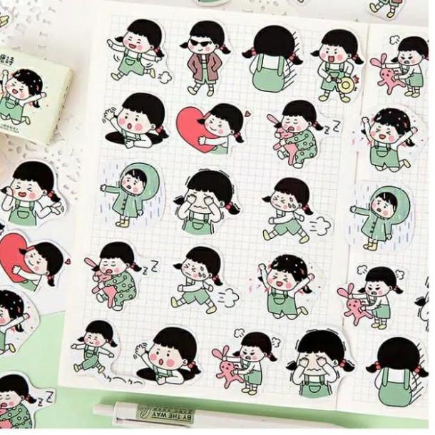 

♬ Sticker Deco Green Girl Emoji Scrapbook DIY Bujo Planner Diary Journal ♦