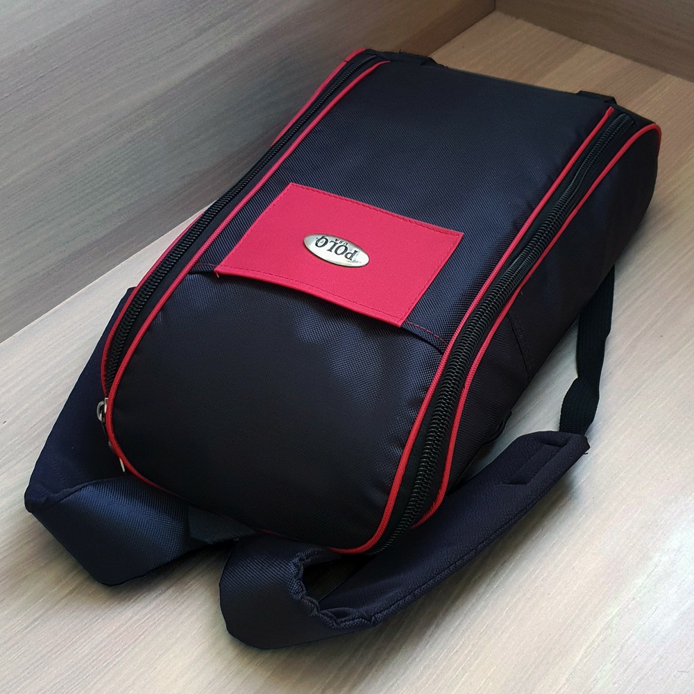 Backpack POLO  Desain Polo Tabung Tas Pria Tas Ransel Pria Tas Tabung Tas Kerja Tas Ransel Laptop Tas POLO Tas Ransel POLO PL 0080 - RED + Raincover