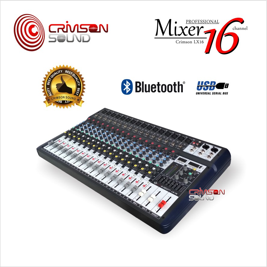 Mixer 16 Channel BLUETOOTH CRIMSON LX-16