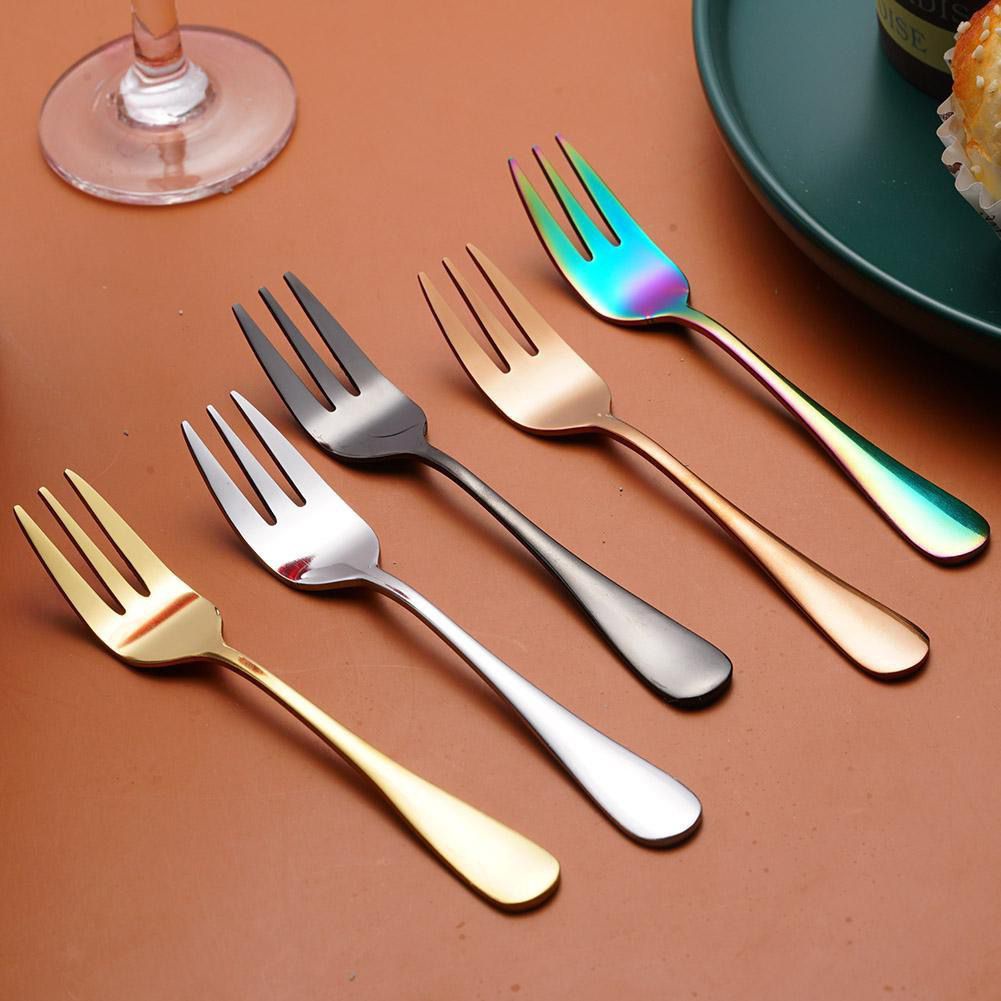 tea fork dessert stainless steel / garpu kecil buah kue cake snack / fruit salad fork kitchen hotel resto cafe