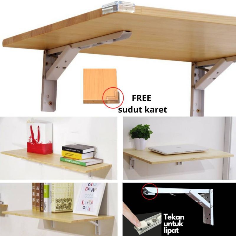 meja makan lipat laptop gantung tembok engsel 60 x 40 cm serba guna