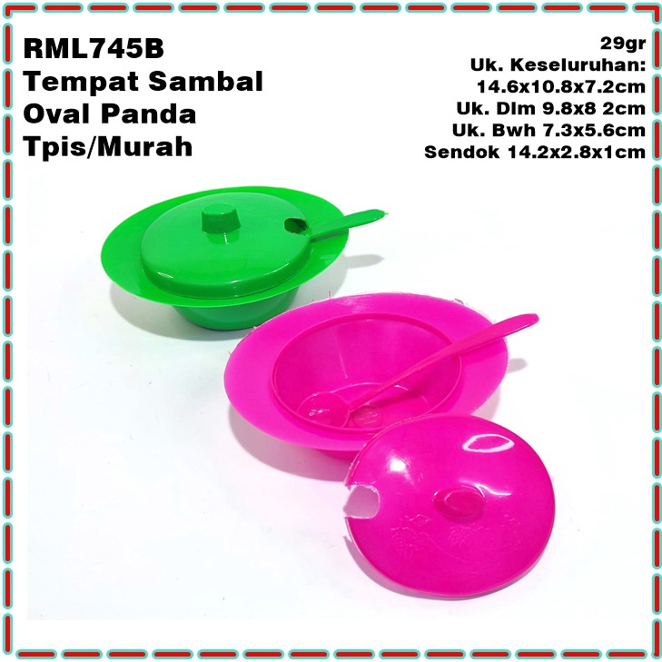 RML745B Tempat Sambal Oval Panda Tipis/Murah