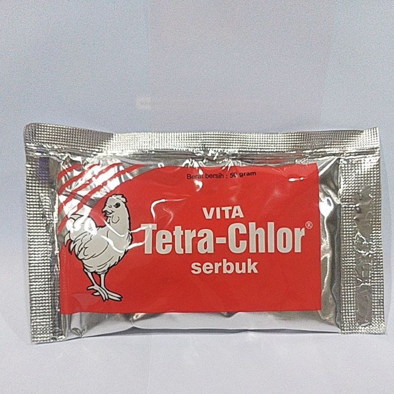 Tetra chlor serbuk 50 gram / obat pilek snot berak putih ayam