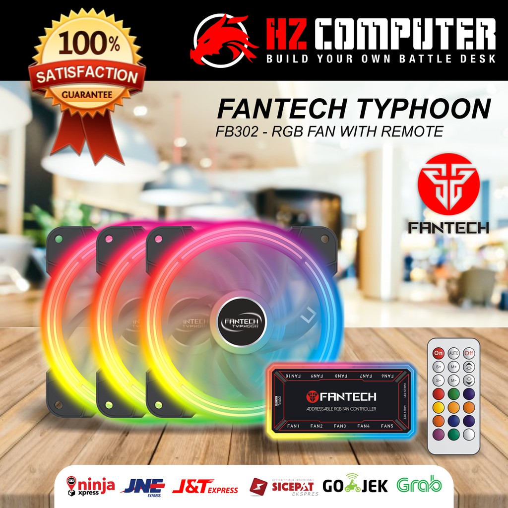 Fantech FAN Case RGB 12 CM - 3 PCS - TYPHOON FB302 - Remote Control