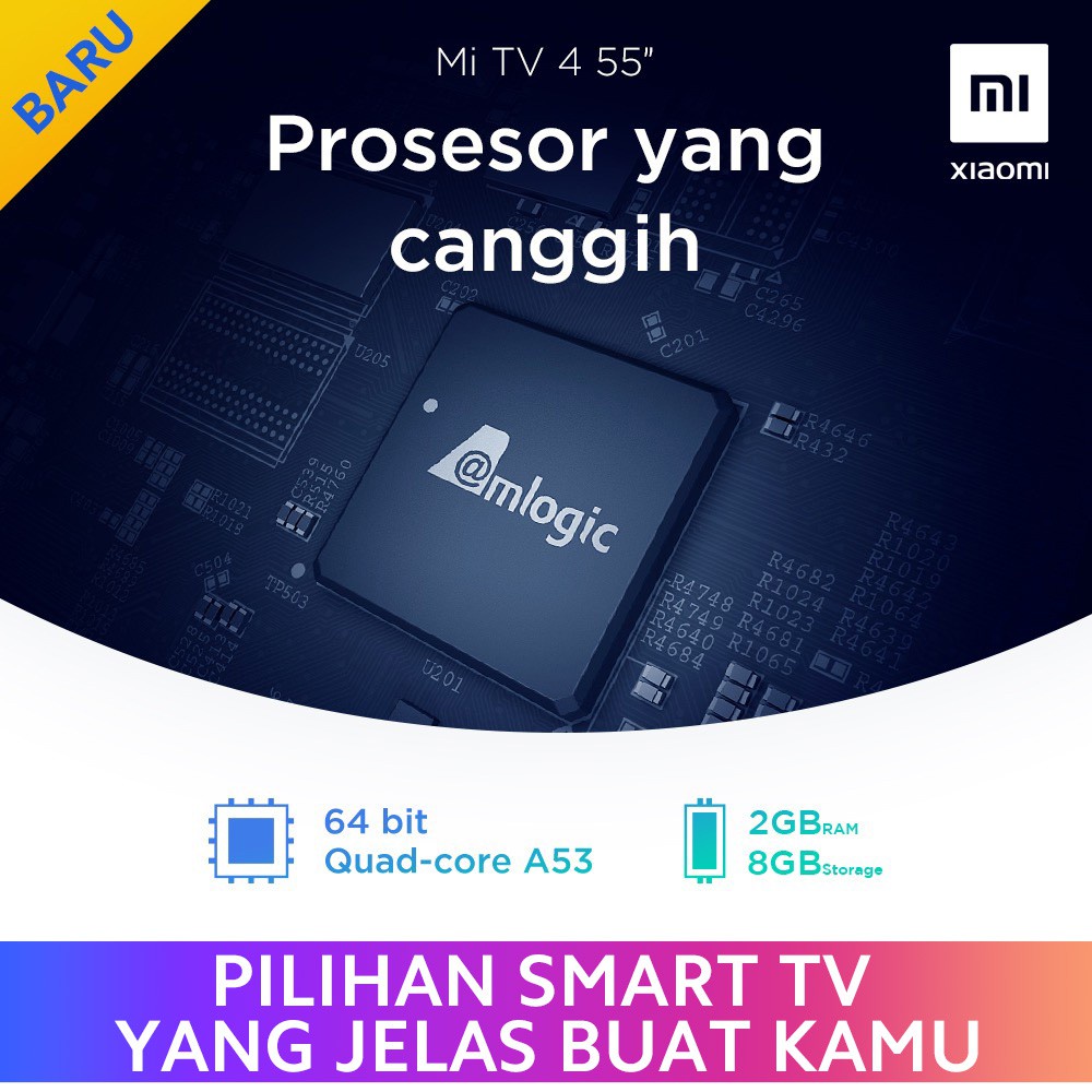 Promo 7.7  Xiaomi Mi TV 4 55 inch Smart TV - Dual UI Patchwall OS + Android 9.0 Netflix Bluetooth
