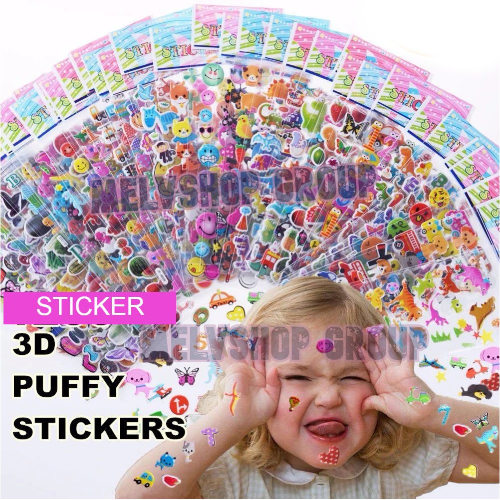 STIKER 3D ANAK / STICKER TIMBUL / MAINAN TEMPEL KARAKTER