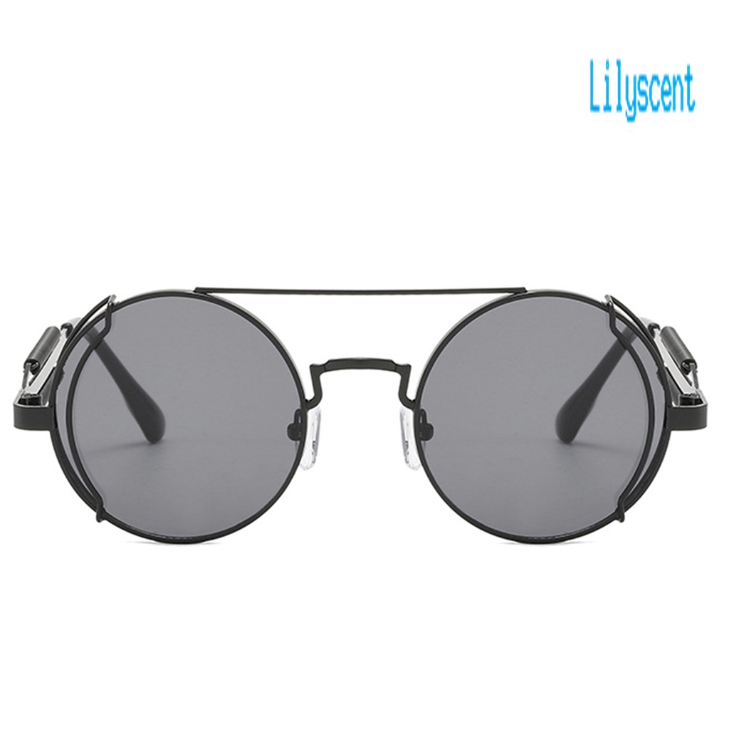 Lily Kacamata Frame Metal Bulat Gaya Retro Vintage Cyberpunk Untuk Pria / Wanita