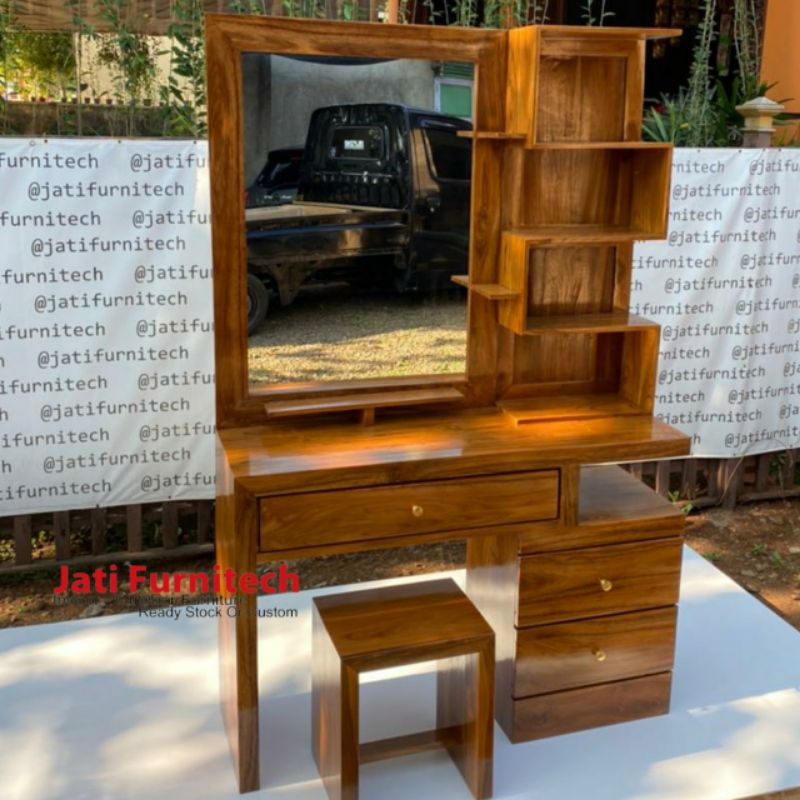 meja rias jati - meja rias zikzak - jati furnitech