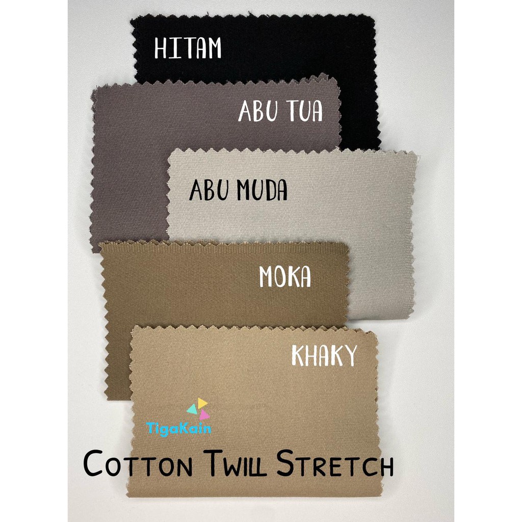 1 Meter Cotton Twill Stretch Sweding / Bahan Katun Sweding Twil Stret/ Bahan Chino