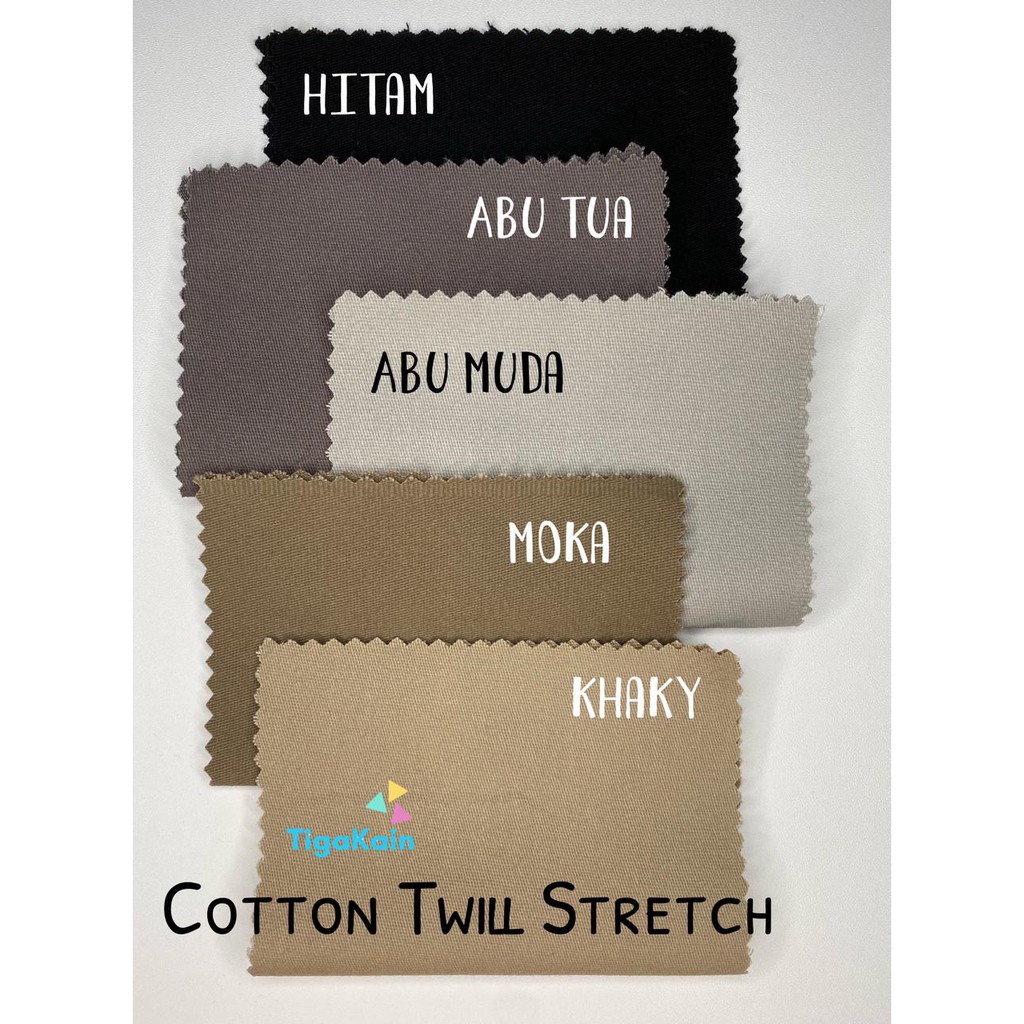 0.5 Meter Cotton Twill Stretch Sweding / Katun Twill Stret/ Bahan Chinos