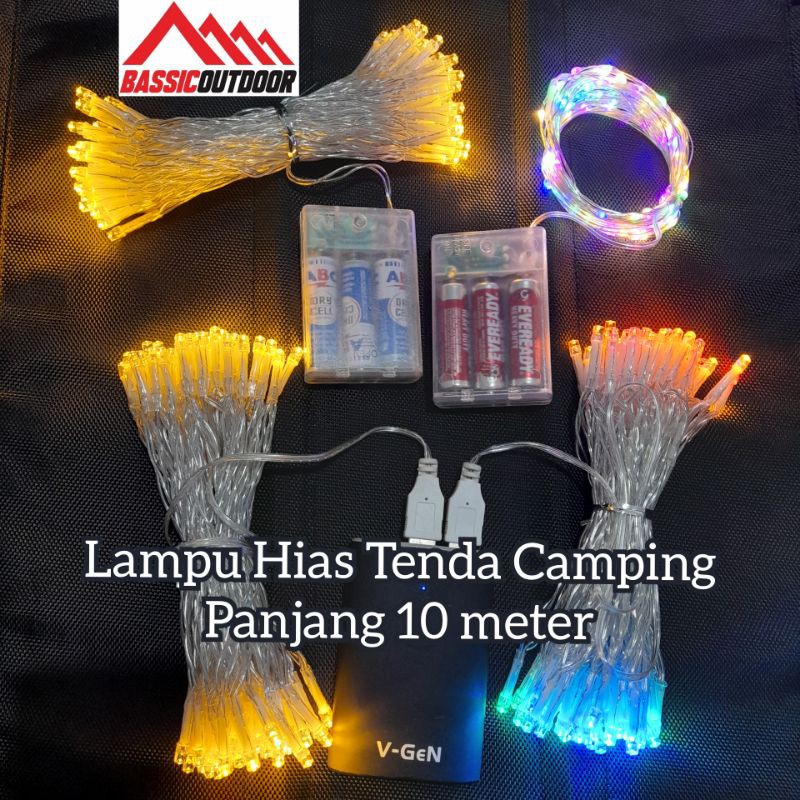 Lampu Tenda Hias Tumblr Camping 10 Meter Baterai Usb Outdoor Dan Indoor Anti Air Shopee Indonesia