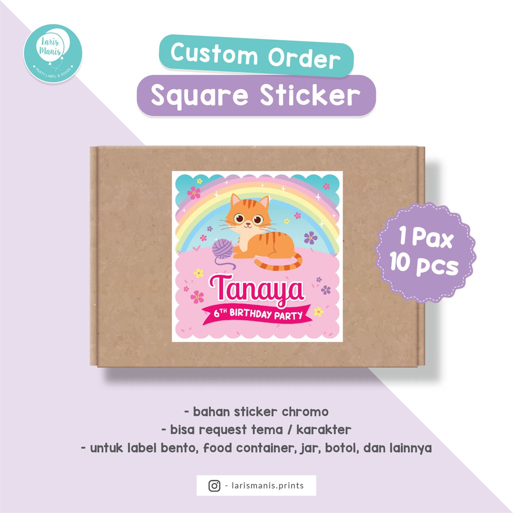 

[CUSTOM] Square Sticker / Stiker Label Souvenir Hampers Ulang Tahun
