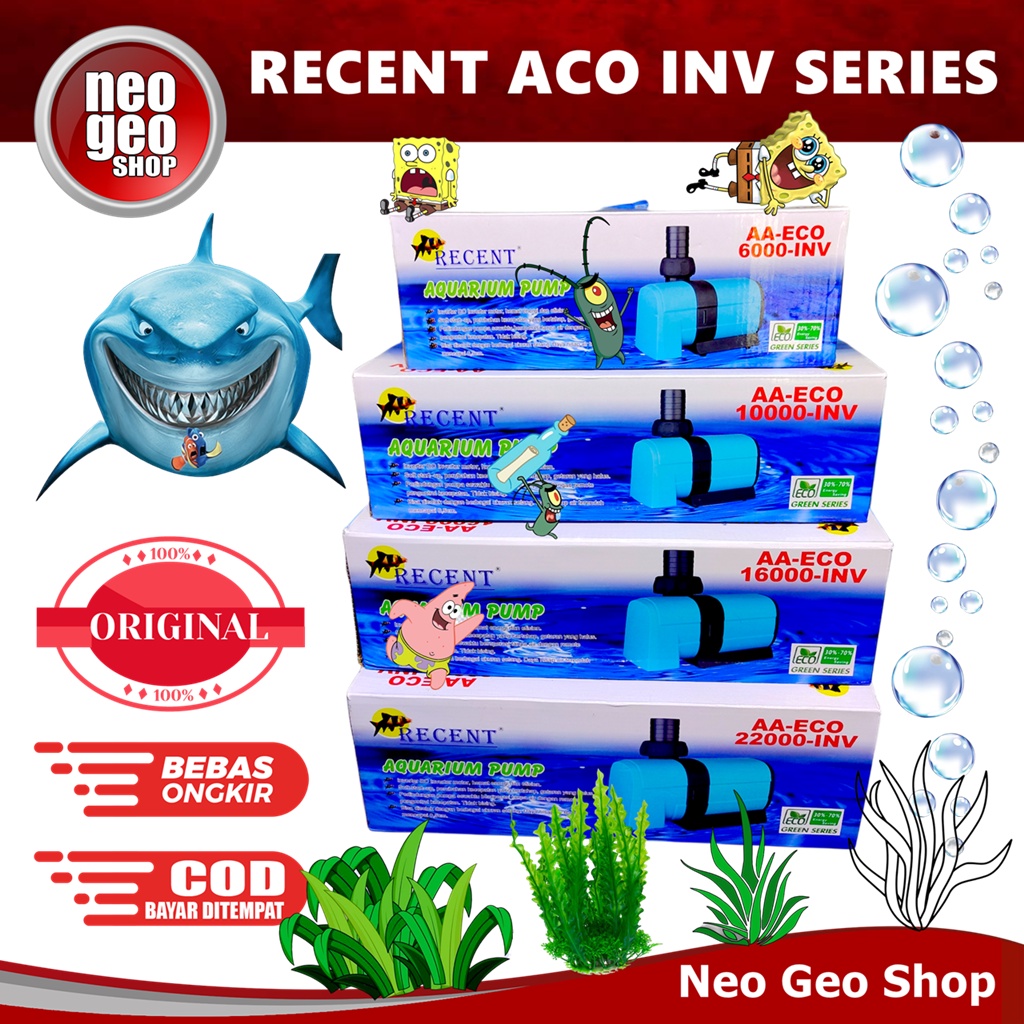 RECENT AA ECO 10000 INVERTER Pompa Celup Kolam Ikan Aquarium Water Pump