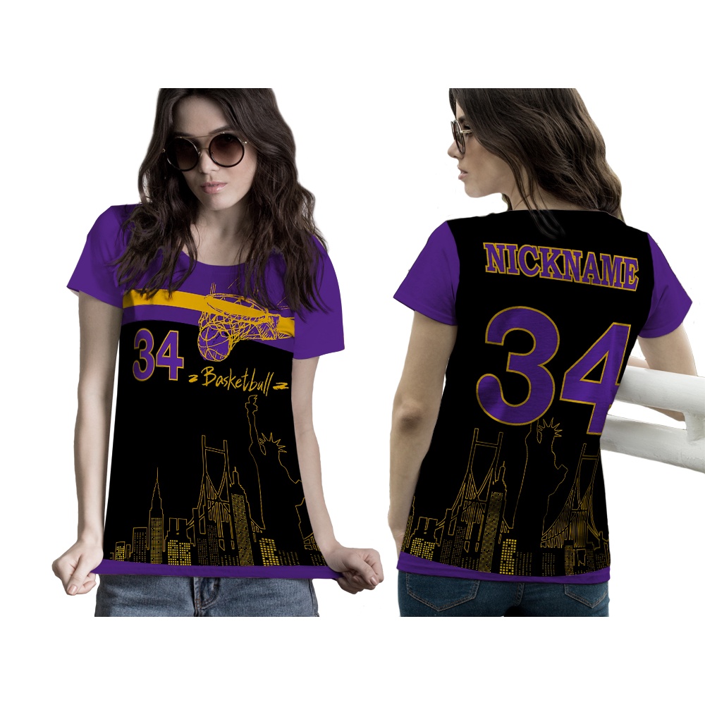 Baju Kaos Jersey Basket Ball O-Neck Free Custom Name + Nomor Full Printing Dewasa Pria Wanita 03