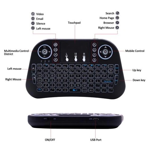 i10 Plus - Mini Wireless Keyboard and Touchpad RGB Backlit