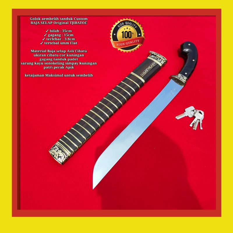 PISAU SEMBELIH TANDUK COSTUM BAJA SELAP ORIGINAL TJIBATOE SUPER TAJAM