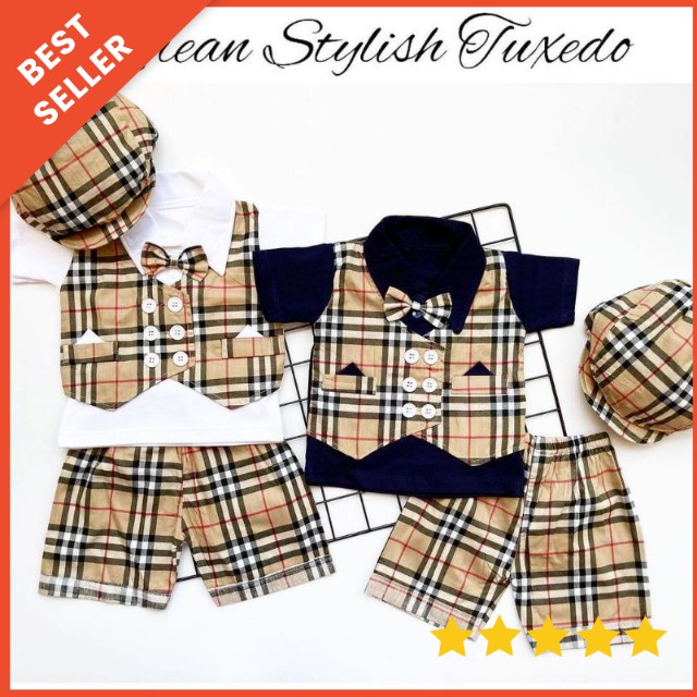 KOREAN STYLISH TUXEDO 0-18 Bulan baby baju pesta setelan jas anak bayi tuxedo kondangan SET TOPI