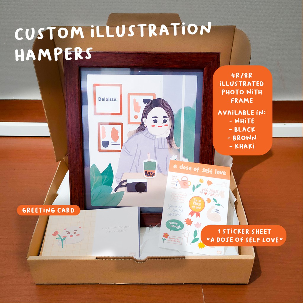 

Custom Illustration Hampers Box Gift | Hadiah / Kado Ulang Tahun, Wisuda, Farewell