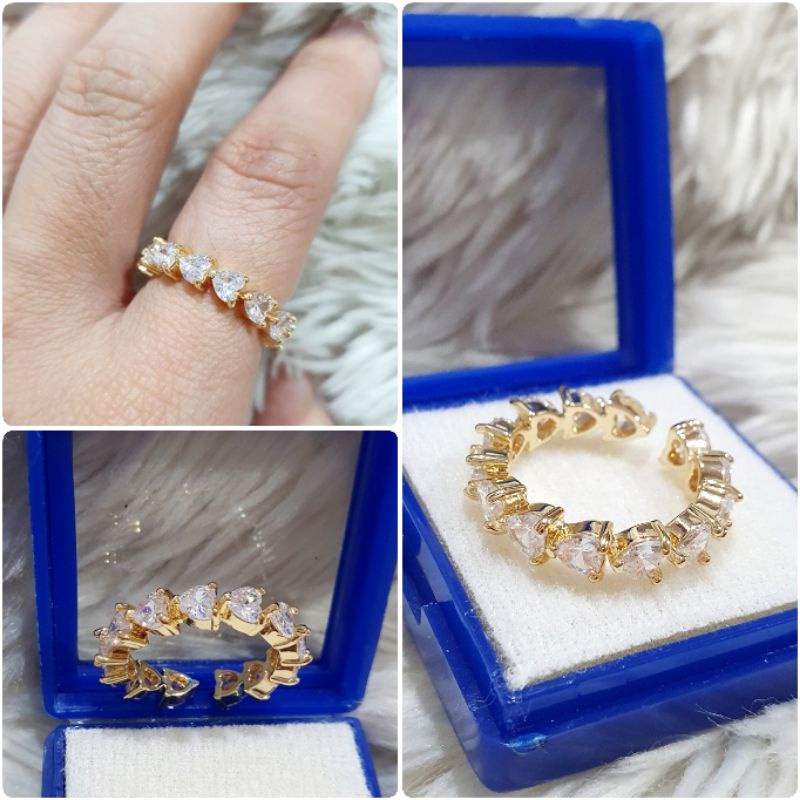 Cincin Titanium asli Gold Mata kilau Premium Quality anti karat anti alergi Ring Stainless steel rc2