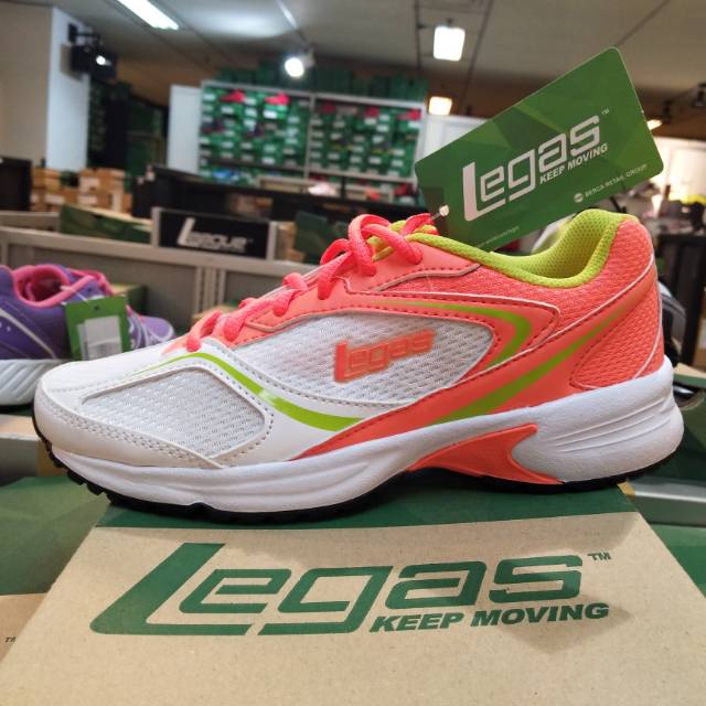 Sepatu League Legas Neptune La W Putih Oren running shoes cewe Sneakers cowo Original murah