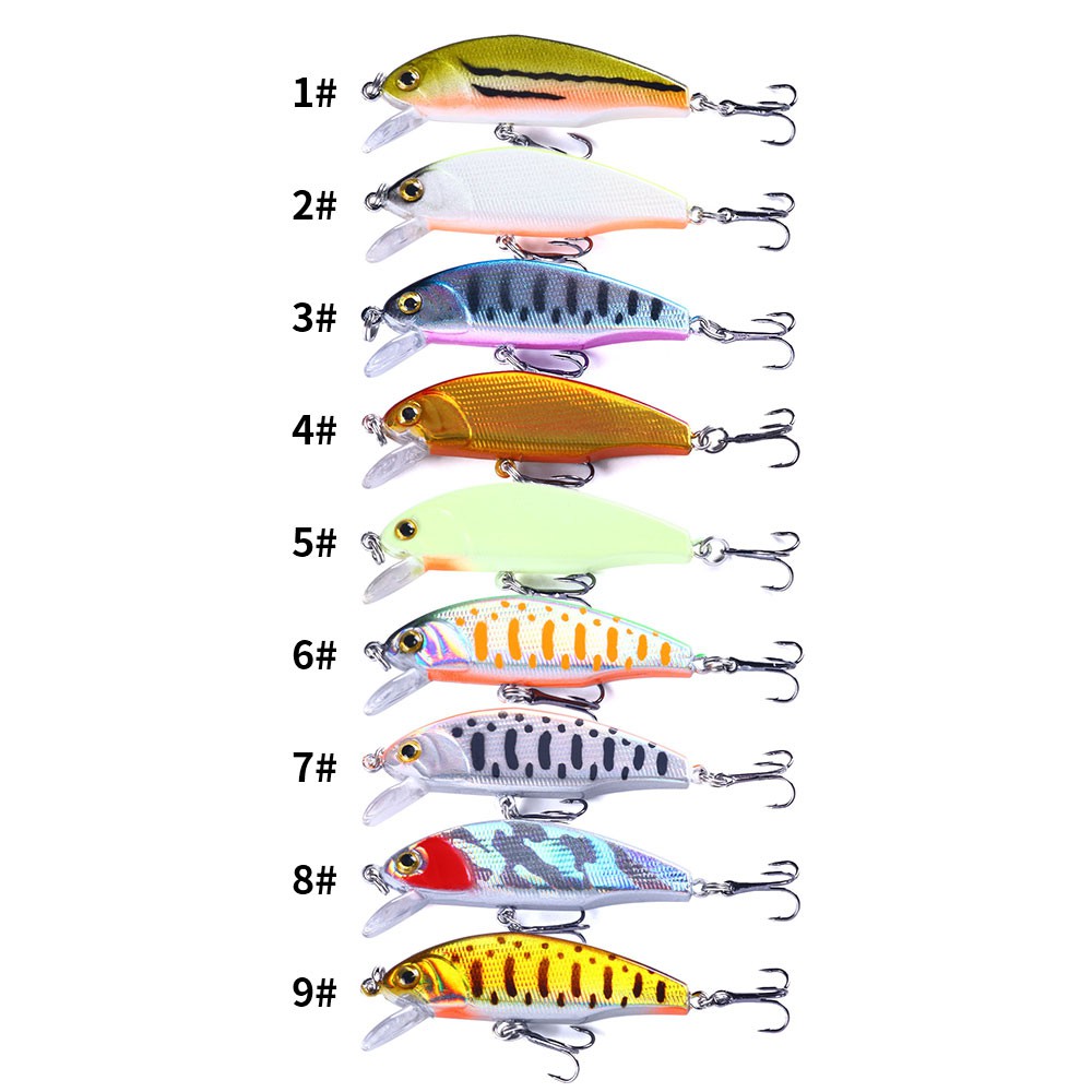 HENGJIA New GID 1Pcs Sinking Minnow Umpan Pancing 5cm/3.1g Swimbait Fishing Lure Ikan Bass Bait Kait 14#Hook Tackle