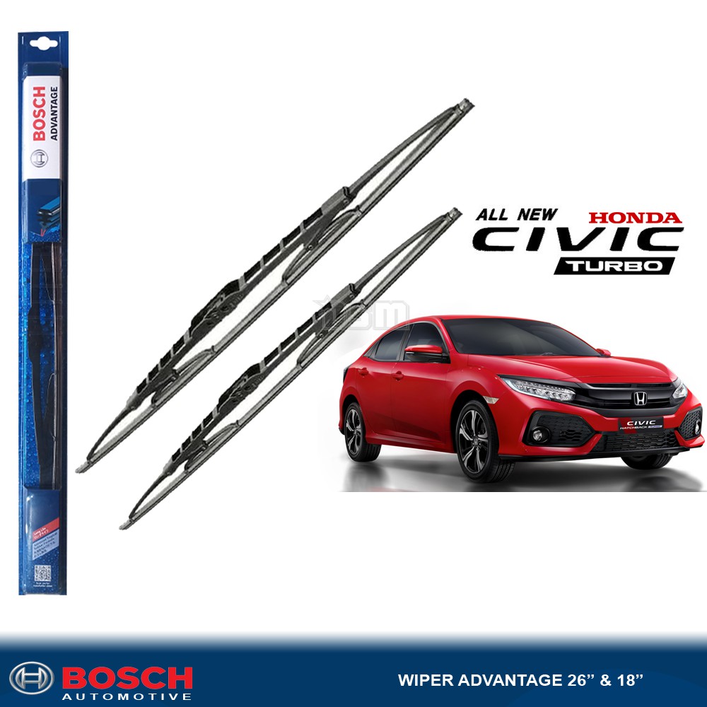 Bosch Advantage / Karet Wiper Mobil Honda All New Civic Turbo 26&quot; dan 18&quot; (Sepasang) / Wiper Civic